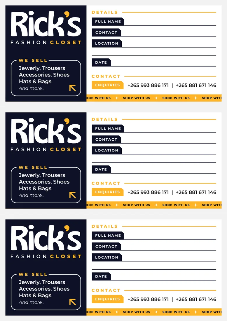 Rick's Fashion Closet for Rick's Fashion Closet